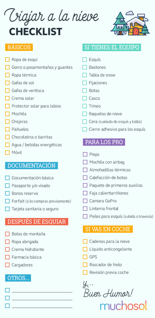 Checklist para viajes en temporada alta 1 Lista de viaje para la nieve