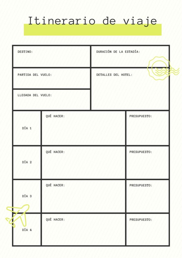 Cómo hacer un itinerario de viaje sin complicarte 1 Plantillas para planificadores de itinerario gratis | Canva