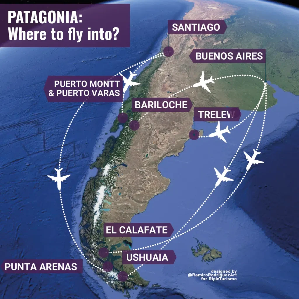 Cómo llegar a la Patagonia argentina en avión y tierra 1 Como ir a la Patagonia: Guía completa - Patagonline