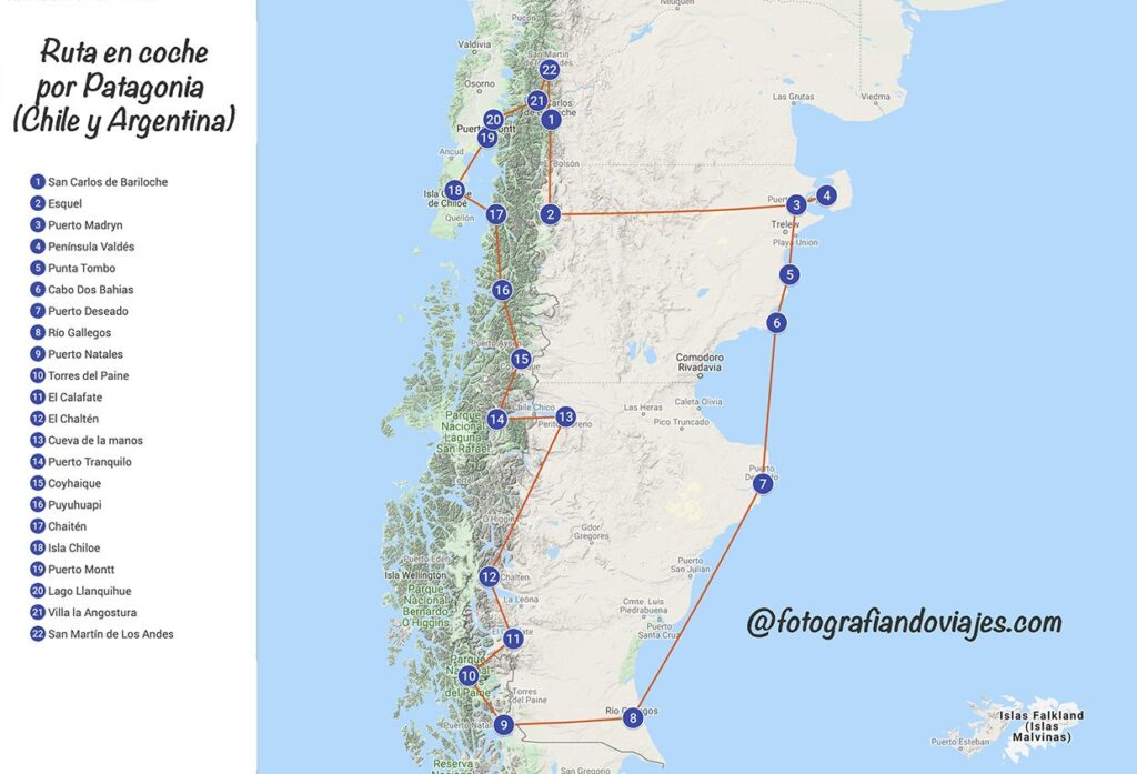 Rutas recomendadas para viajar por carretera en Argentina 1 Ruta de viaje por Patagonia en coche, Chile y Argentina 41 días